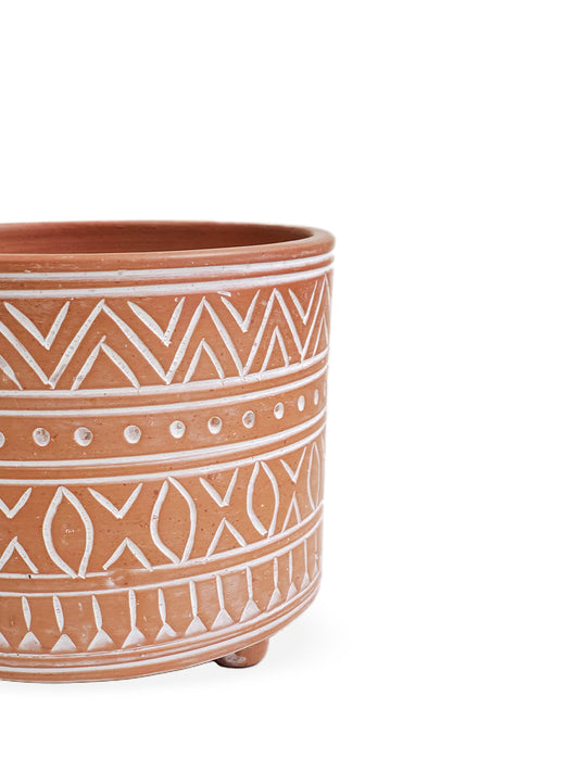 Hand Etched Terracotta Pot