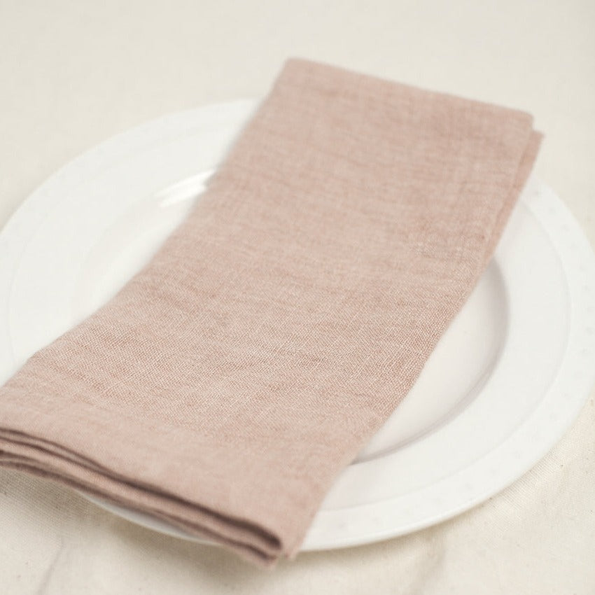 Stone Washed Linen Napkins, Blush (set of 4)