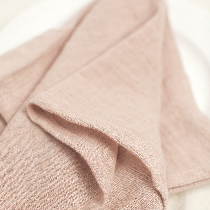 Stone Washed Linen Napkins, Blush (set of 4)
