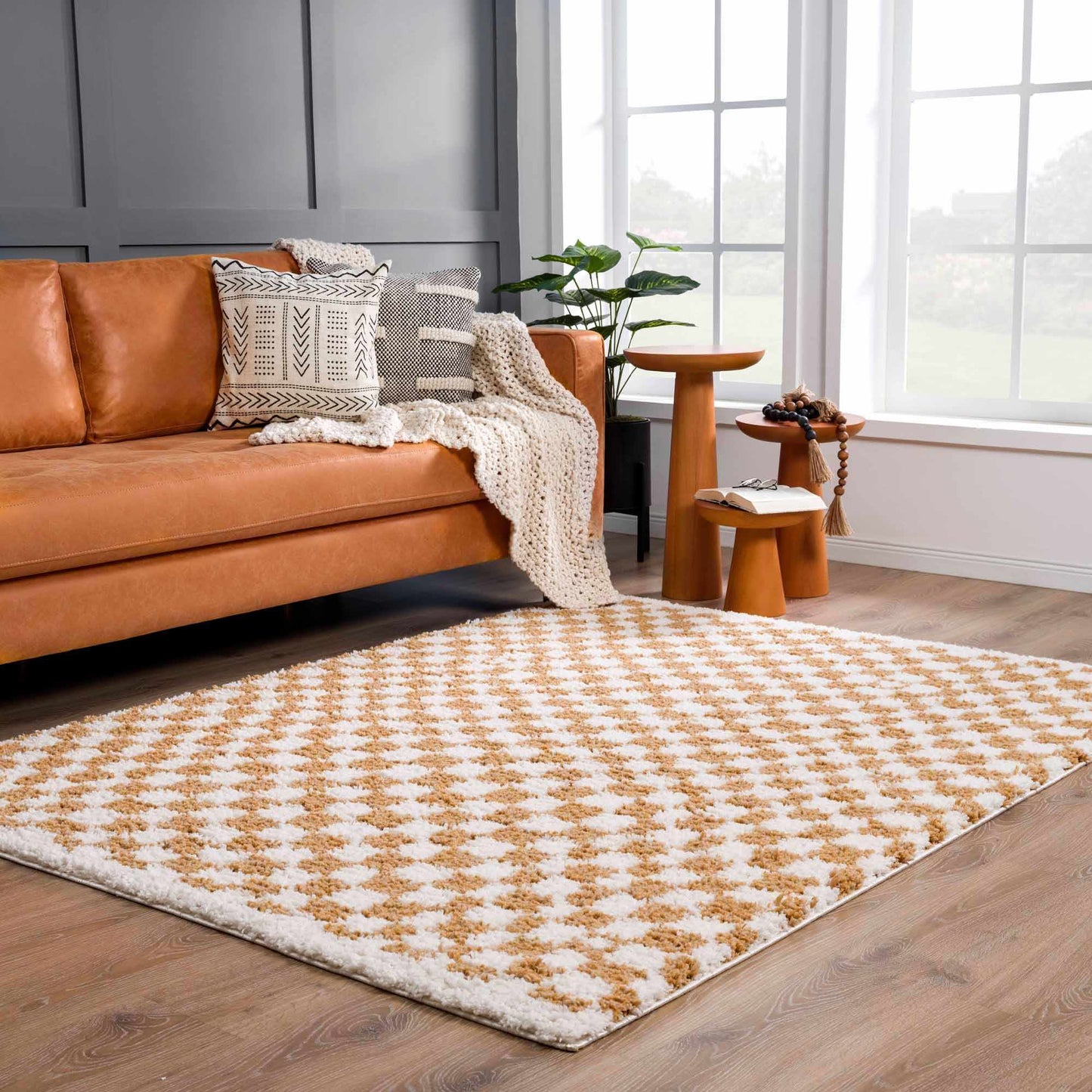 Kieu Checkered Area Rug