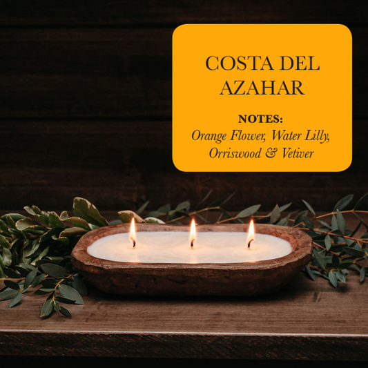 3-Wick Hand Carved Dough Bowl Soy Candle