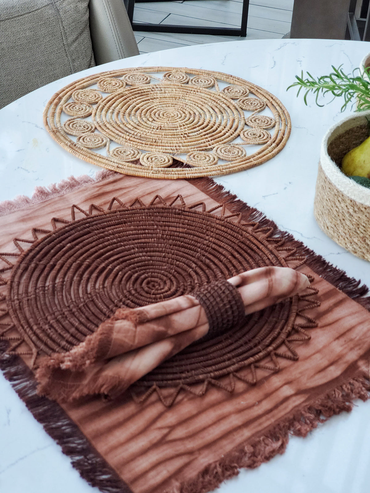 Woven Palm Fiber Napkin Ring (set of 4)
