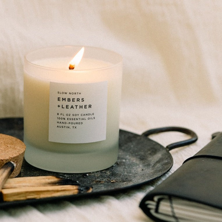 Embers + Leather Candle